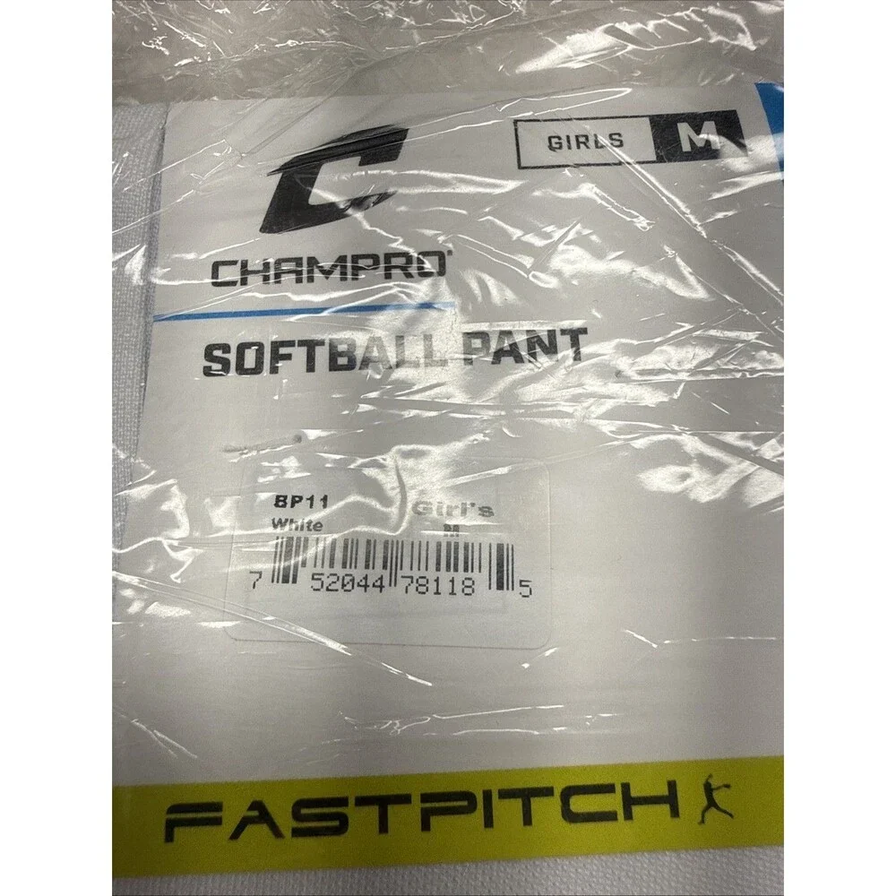 Champro BP11 Girls Fastpitch Softball Pants White Youth Medium New Tournament